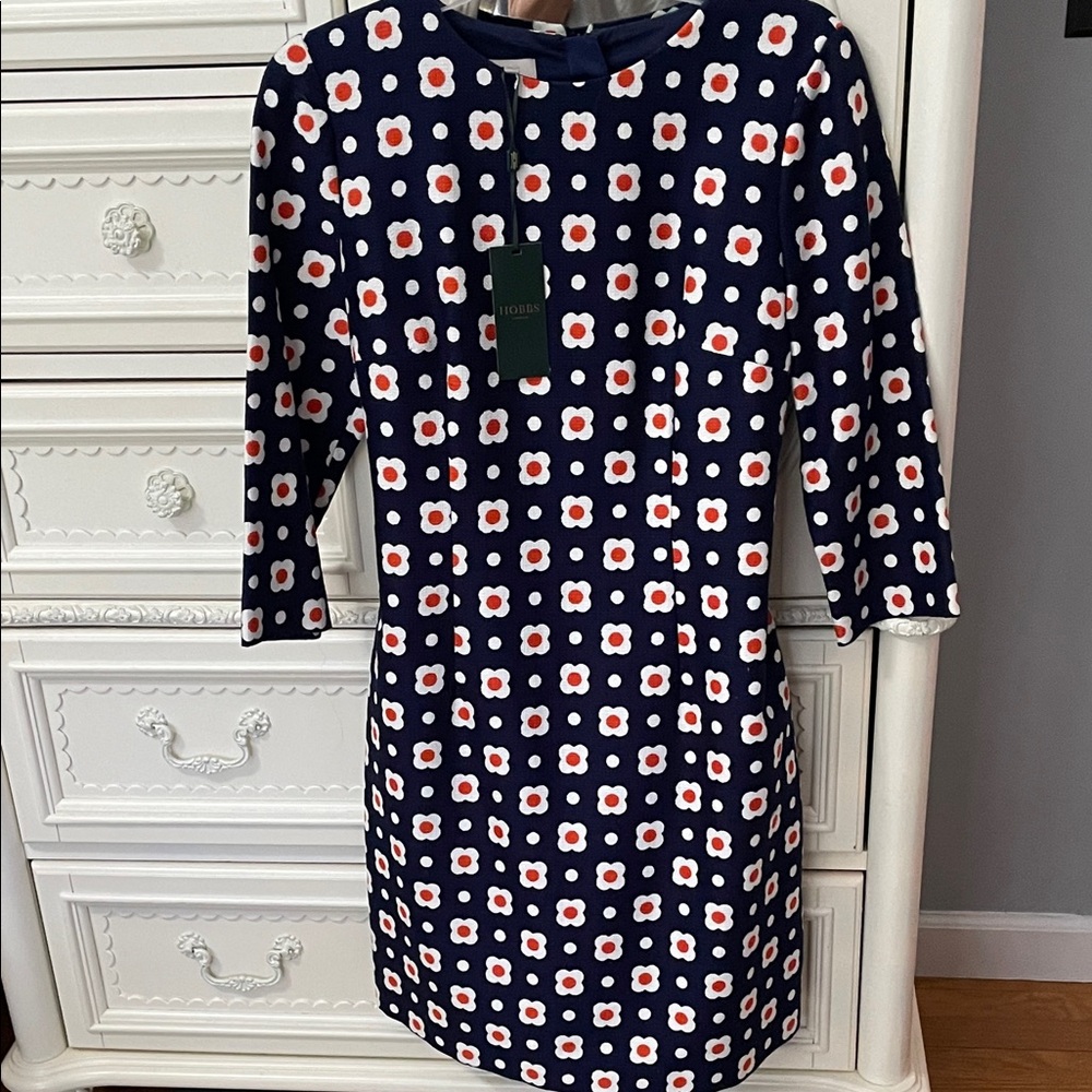 Chic Long Sleeve Floral Dress in Navy